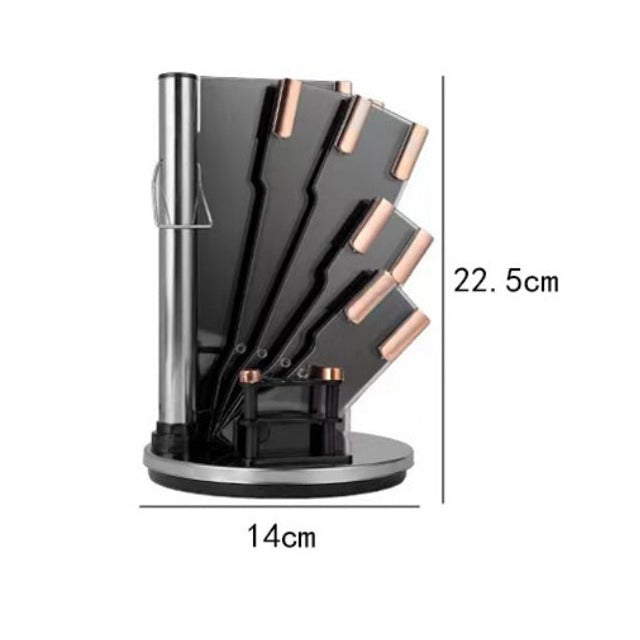 9 Pieces Rose Gold Marble Knife Holder Stainless Steel Kitchen Knife Set