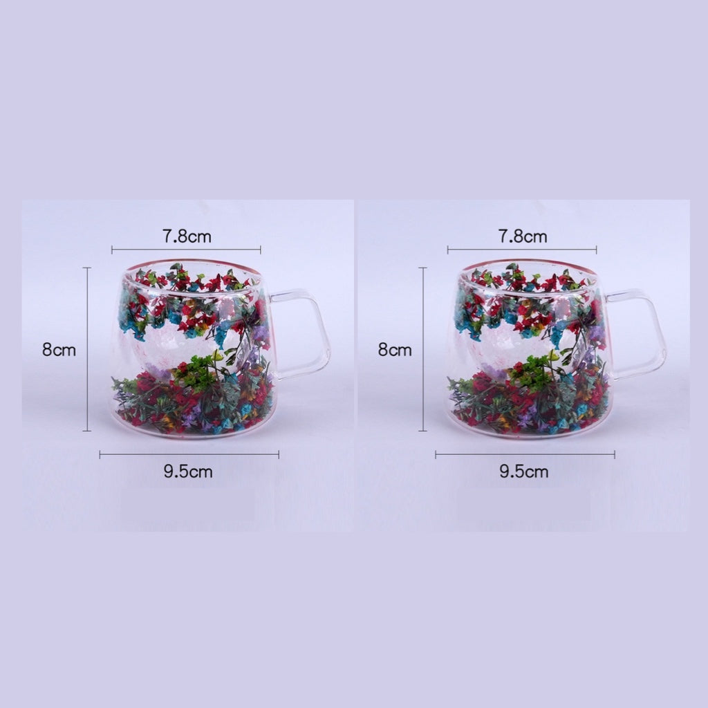 Floral Glass Cup with Double-Layer Design (24)