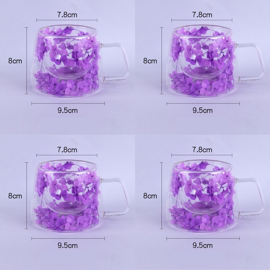 Floral Glass Cup with Double-Layer Design (24)