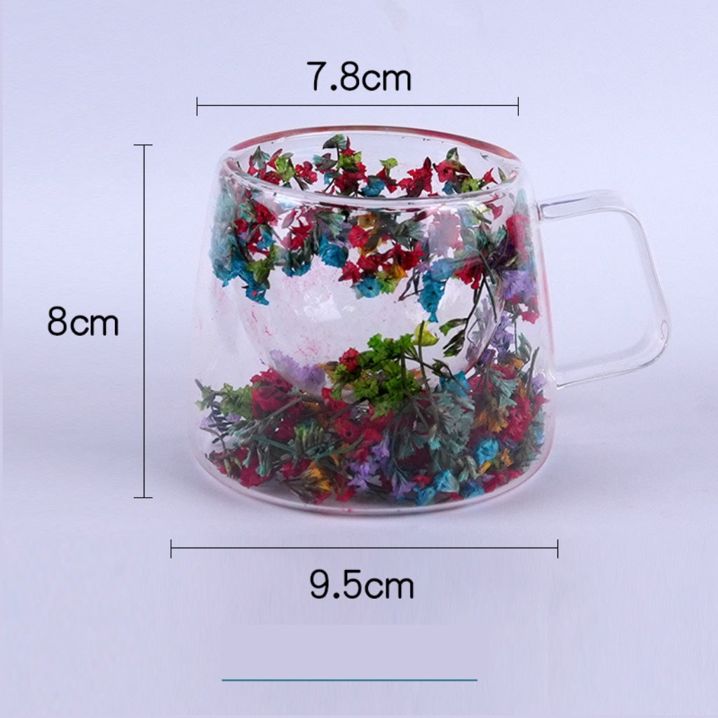 Floral Glass Cup with Double-Layer Design (24)