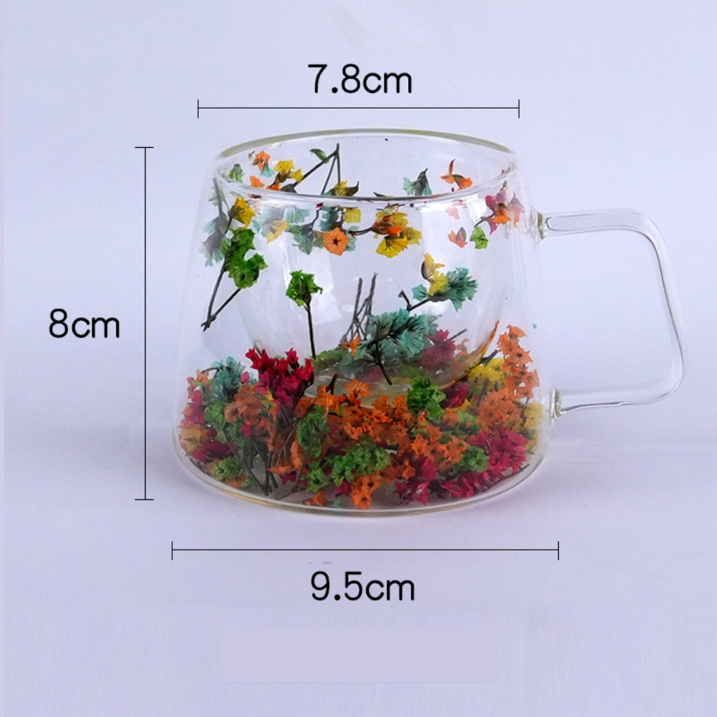 Floral Glass Cup with Double-Layer Design (24)