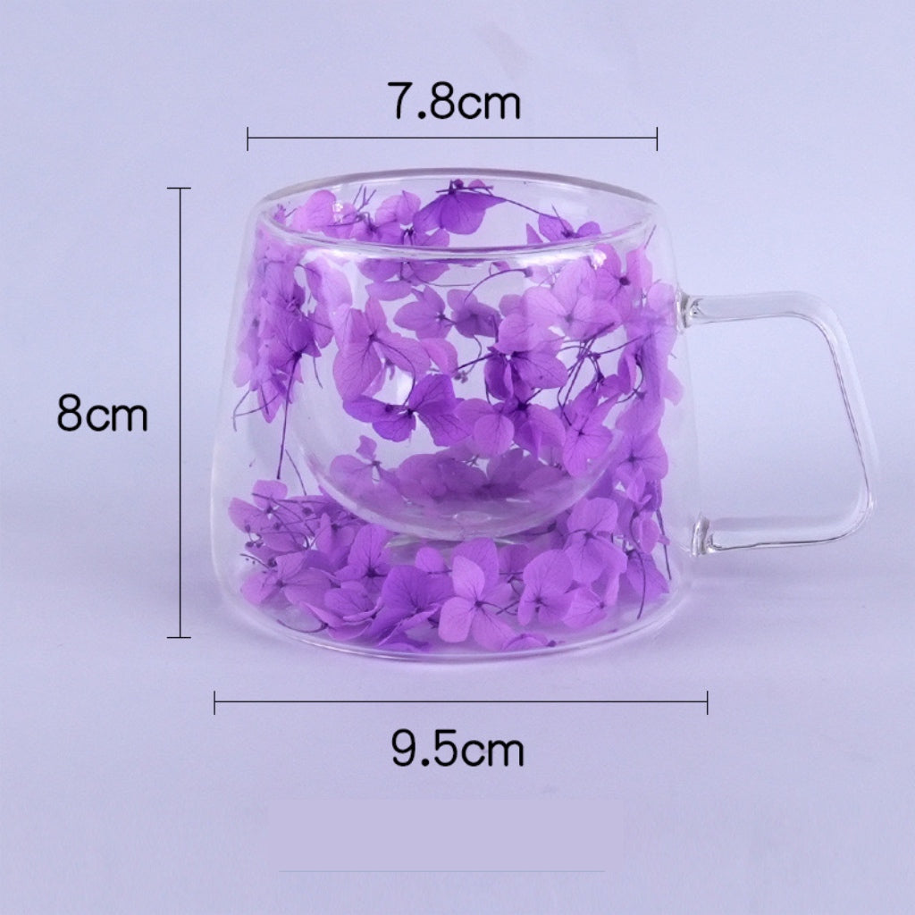 Floral Glass Cup with Double-Layer Design (24)