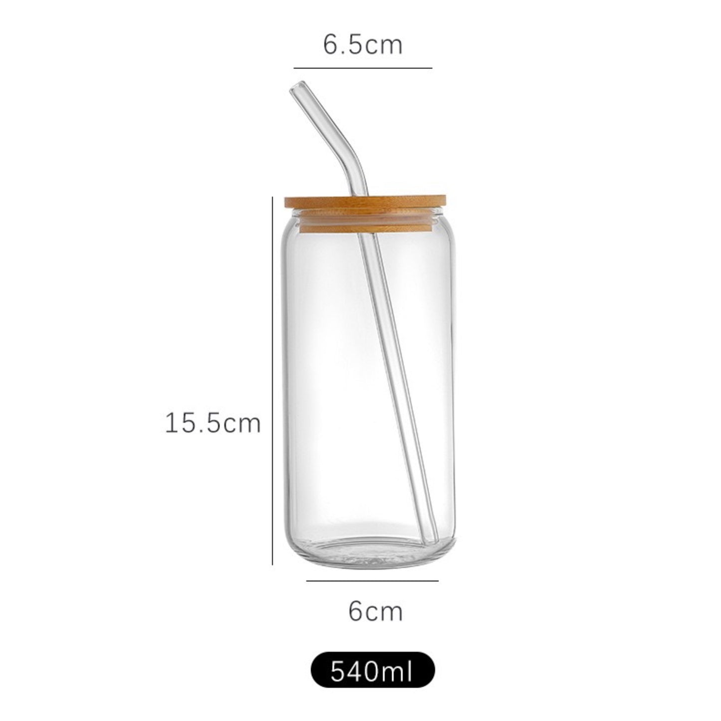 Crystal Clear Glass Tumbler with Bamboo Lid and Glass Straw (26)