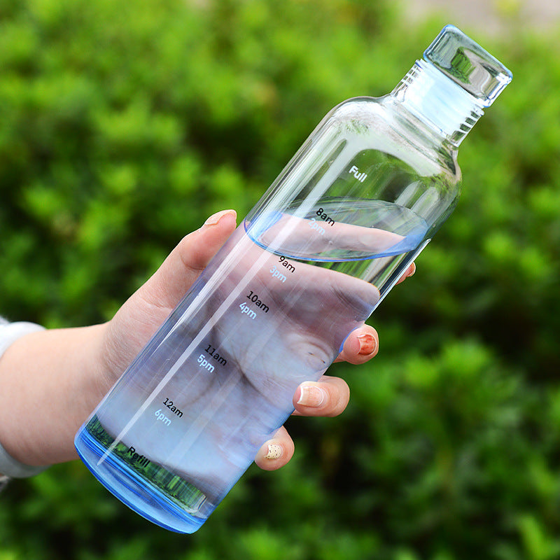 Colorful Water Bottles with Time Scale