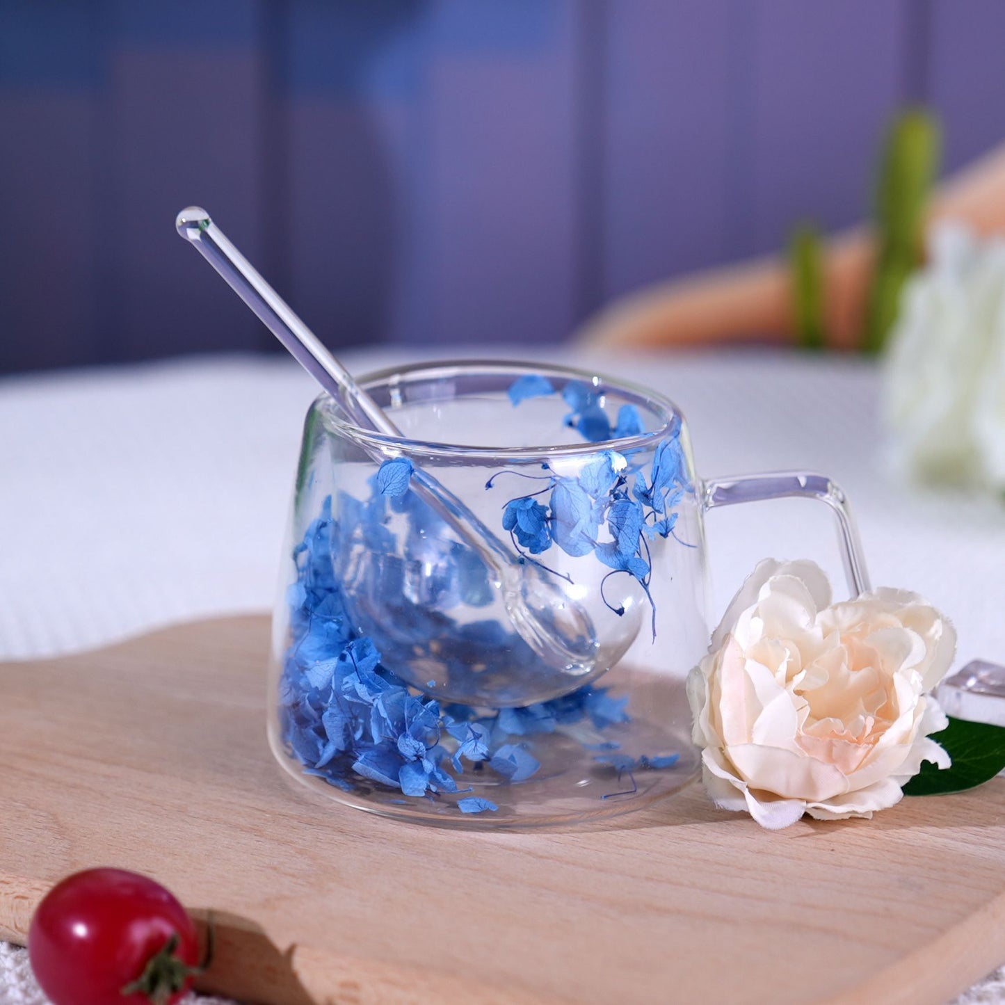 Floral Glass Cup with Double-Layer Design (24)