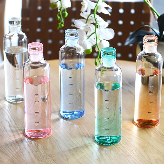 Colorful Water Bottles with Time Scale