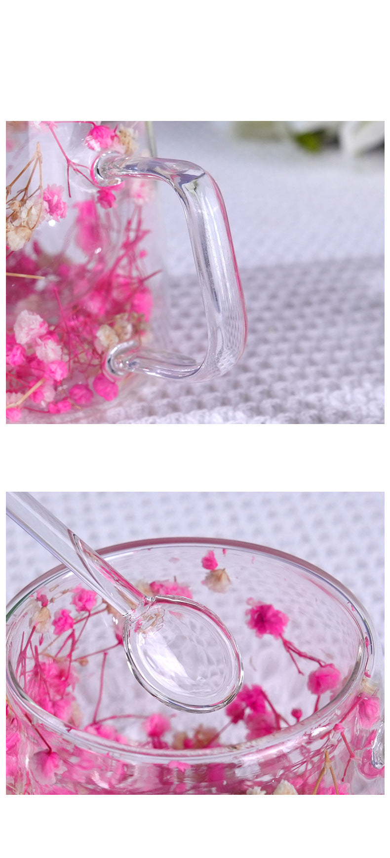 Floral Glass Cup with Double-Layer Design (24)